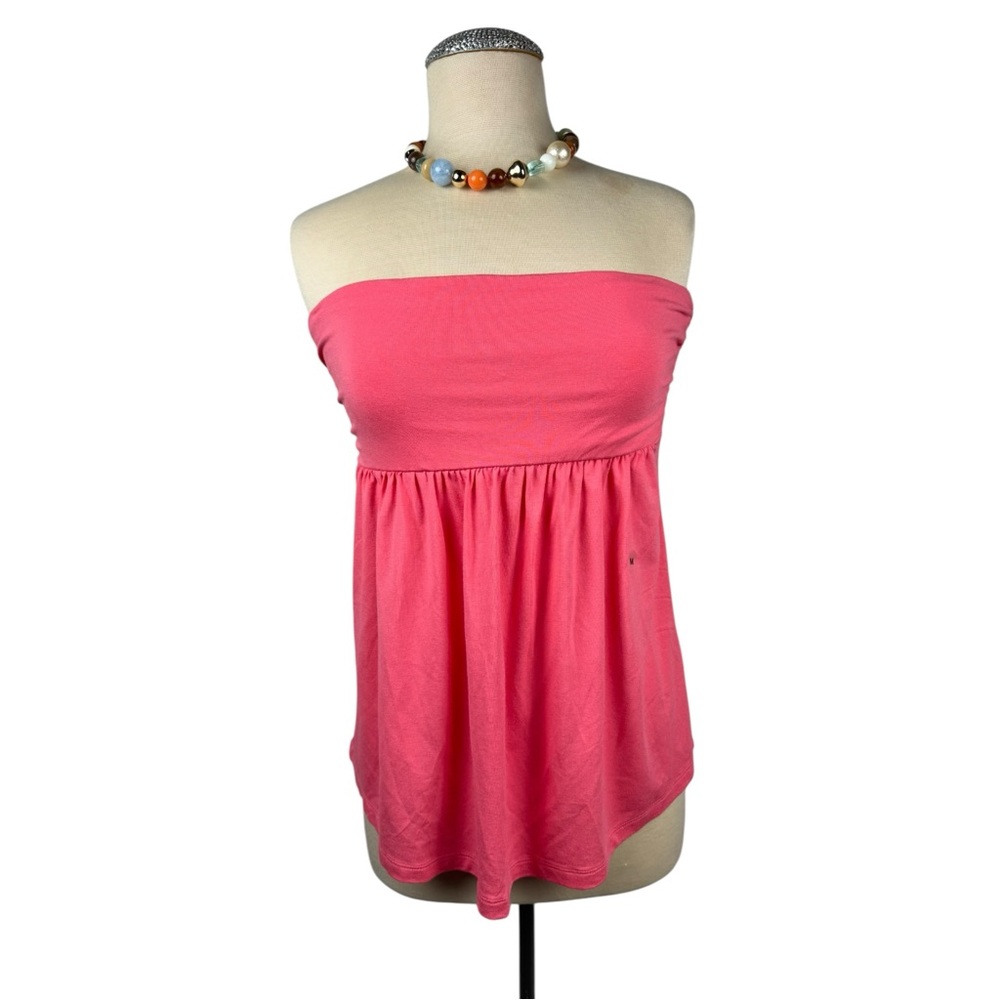 NWT New York & Company Smocked Strapless Blouse in Orange Pink